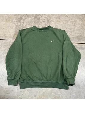vintage nike forest green small swoosh blank crewneck size medium